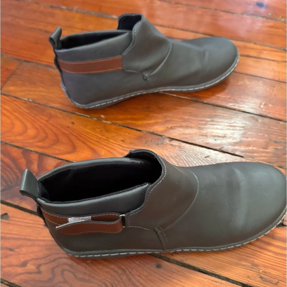 Unbranded Gray Ankle Boots Hook & loop Size 6 Women's Booties Comfort Flats - Picture 7 of 11